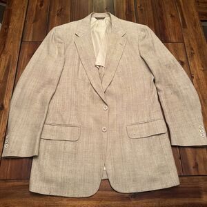 VTG Hopsack Jacket Men 40R Navy Blue Gold Buttons Wool Blazer Kuppenheimer